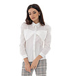 Бяла дамска памучна риза с буфан ръкави Lavoni-2 снимка