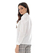 Бяла дамска памучна риза с буфан ръкави Lavoni-3 снимка