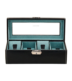 Черна кутия за часовници с прозрачен капак Domino снимка