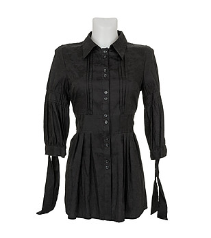 Дамска памучна черна риза  снимка
