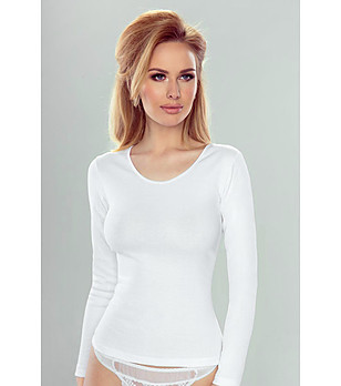Памучна дамска бяла блуза Irene снимка