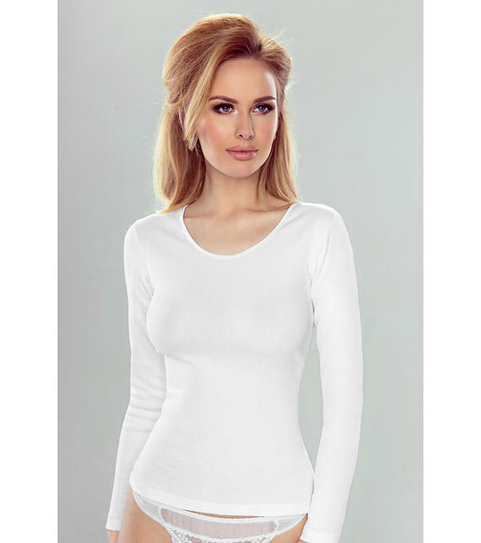 Памучна дамска бяла блуза Irene в макси размери снимка