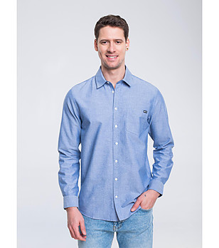 Памучна мъжка риза в синьо Trixi снимка