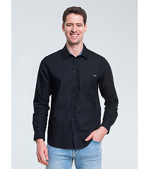 Памучна мъжка риза в черно Trixi снимка