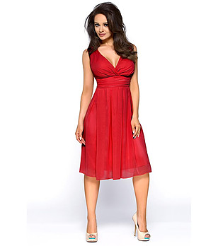 Разкроена червена рокля Amelia снимка