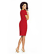 Червена рокля с нестандартно деколте Dell-1 снимка