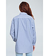 Памучна дамска риза на райе в синьо и бяло Hiliora-1 снимка