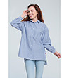 Памучна дамска риза на райе в синьо и бяло Hiliora-2 снимка