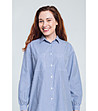 Памучна дамска риза на райе в синьо и бяло Hiliora-3 снимка