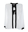 Ефирна бяла дамска блуза с черни елементи-0 снимка
