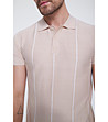 Светлобежова мъжка блуза на бяло райе Greysen-3 снимка
