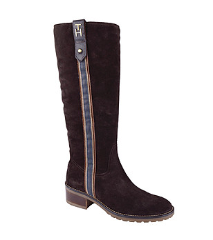 Тъмнокафяви дамски ботуши от естествена кожа снимка