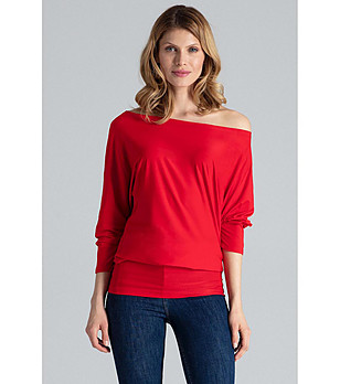 Червена дамска блуза с голи рамене Malvina снимка
