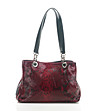 Червена дамска кожена чанта със змийски шарки Tassia-0 снимка