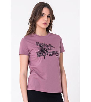 Дамска памучна тениска в цвят пепел от рози Eve снимка