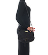 Черна кожена дамска чанта с релеф Stella-4 снимка