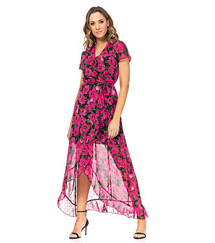 Ефирна рокля в циклама с флорален принт Nela снимка