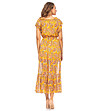Дълга жълта ефирна рокля с флорален принт Luisa-1 снимка