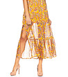 Дълга жълта ефирна рокля с флорален принт Luisa-2 снимка
