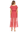 Дълга червена ефирна рокля с флорален принт Luisa-1 снимка