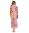 Дълга ефирна рокля в цвят сьомга с флорален принт Luisa-1 снимка