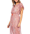 Дълга ефирна рокля в цвят сьомга с флорален принт Luisa-2 снимка