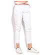 Бял памучен дамски 9/10 панталон с колан Lusie-0 снимка