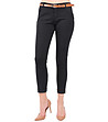 Черен 9/10  памучен дамски панталон с колан Ludia-0 снимка