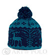 Синя шапка със зимни мотиви-0 снимка