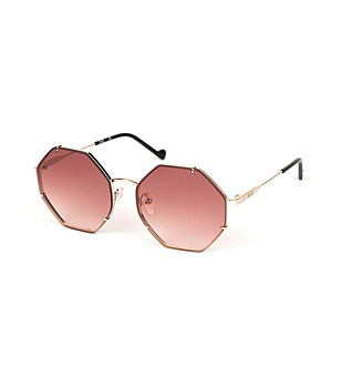 Златисти дамски слънчеви очила с розови лещи Kalia снимка