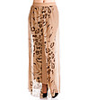Дълга бежова копринена пола с принт-0 снимка
