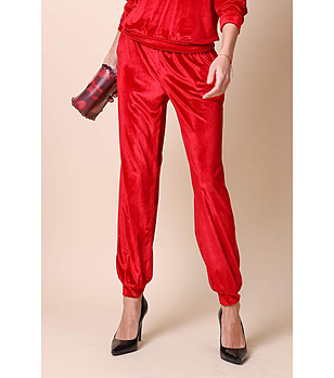 Дамски спортно-елегантен панталон в червено снимка