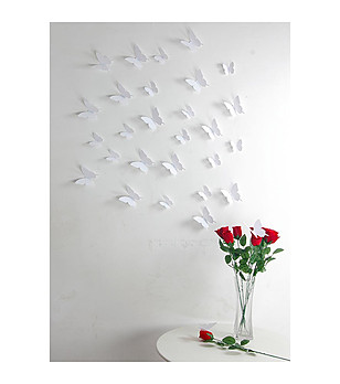 Комплект от 12 броя декоративни бели пеперуди снимка
