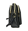 Черна кожена чанта за рамо Sarina-3 снимка