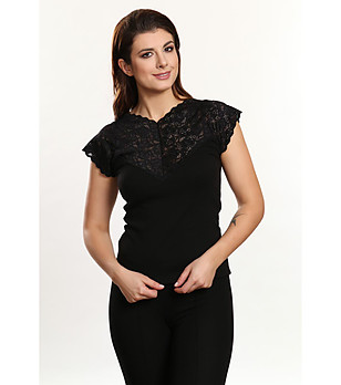 Дамска памучна блуза Barbara в черно снимка