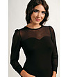 Черна дамска блуза Elena с тюл-0 снимка