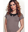 Дамска блуза в цвят мока с черна яка Ksenia-0 снимка