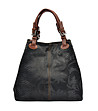 Черна кожена дамска чанта Veronica-1 снимка