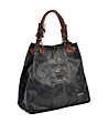 Черна кожена дамска чанта Veronica-2 снимка