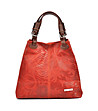 Червена кожена дамска чанта Veronica-0 снимка