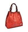 Червена кожена дамска чанта Veronica-2 снимка
