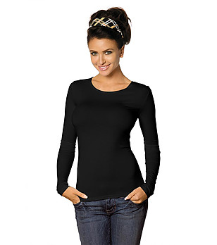 Черна дамска блуза с дълги ръкави Manati снимка