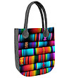 Дамска чанта в сиво с многоцветен принт-0 снимка