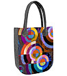 Сива дамска чанта с принт Многоцветни кръгове-0 снимка