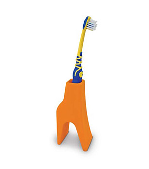 Оранжева поставка за четка за зъби с формата на жираф снимка