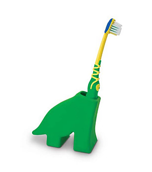 Поставка за четка за зъби в зелено с формата на динозавър снимка
