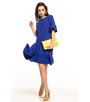 Синя рокля с 3/4 ръкави Elina снимка