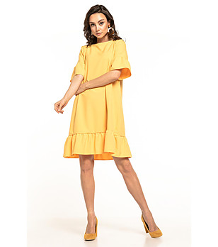 Жълта рокля с 3/4 ръкави Elina снимка