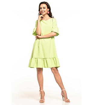 Светлозелена рокля с 3/4 ръкави Elina снимка