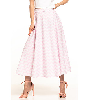 Памучна пола в розово и бяло със зигзаг принт Cecilia снимка